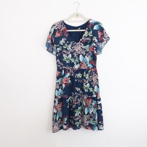 Slate & Willow Womens Dress Blue Flower Print Sz 6